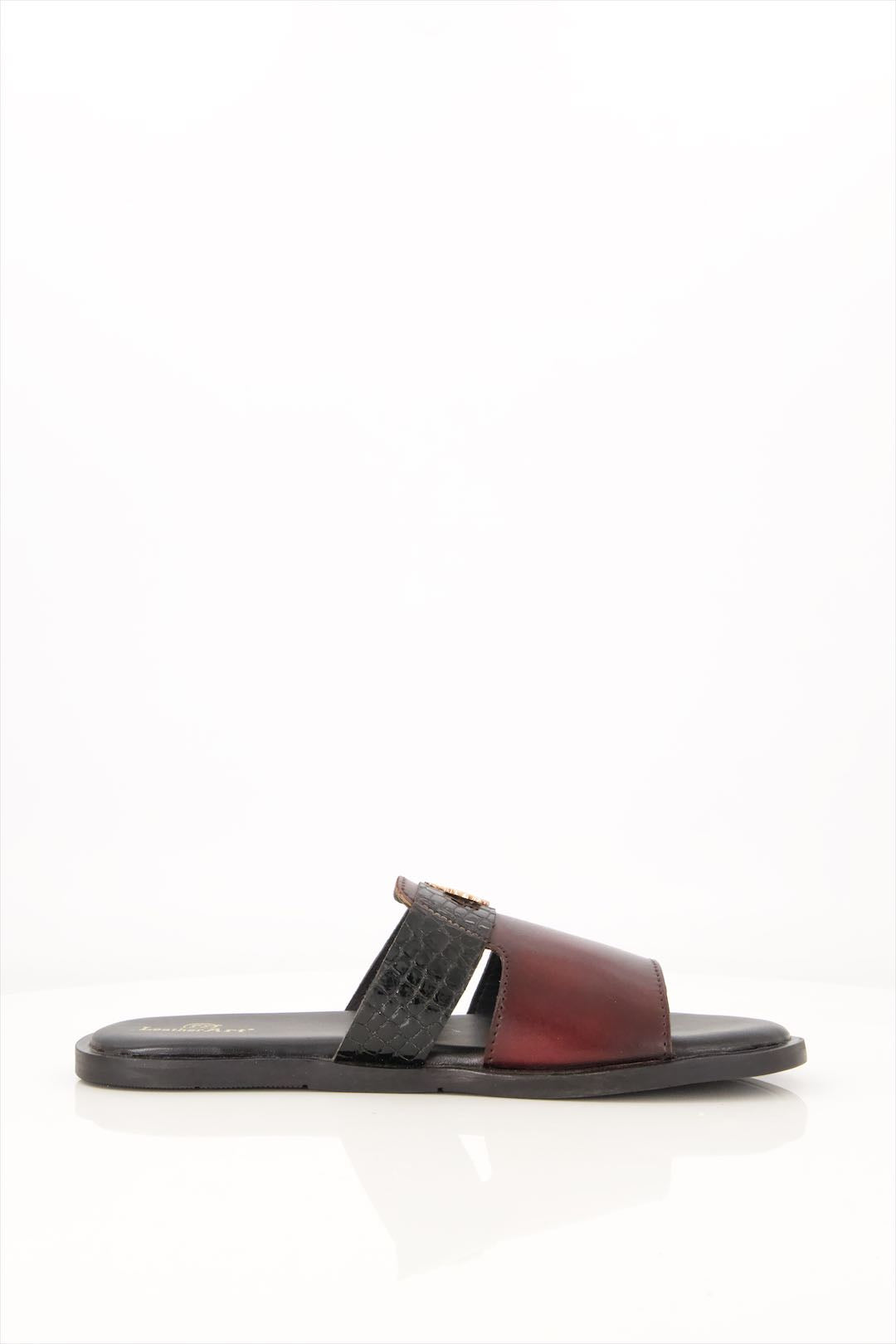Regal Slide Premium Leather Sandals with Gold Emblem