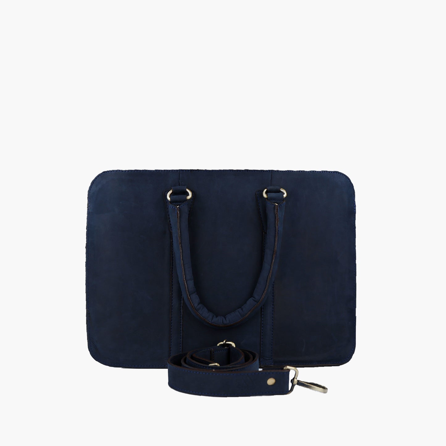 Handmade Canvas Leather Briefcase | Blue