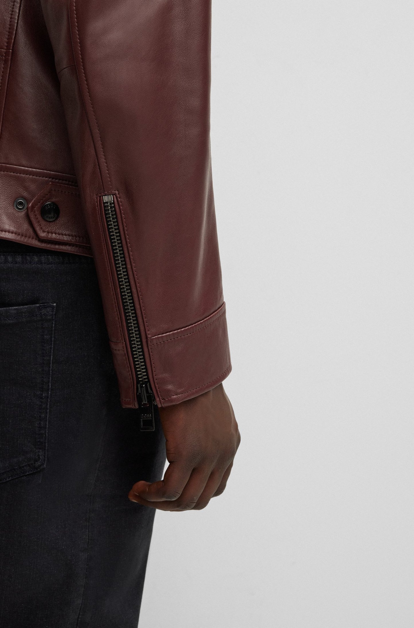 BIKER - NAPPA-LEATHER JACKET - DARK RED