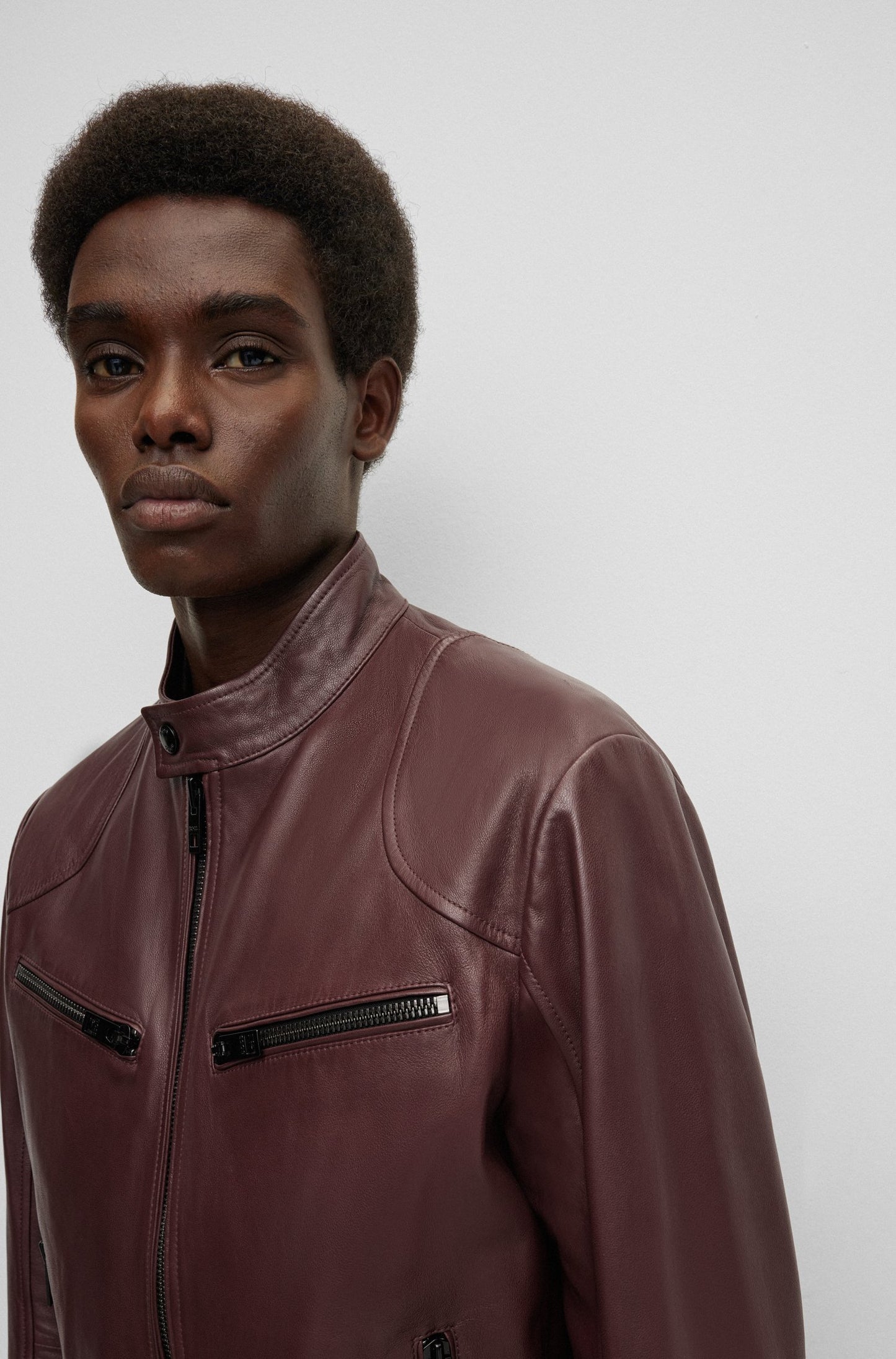 BIKER - NAPPA-LEATHER JACKET - DARK RED