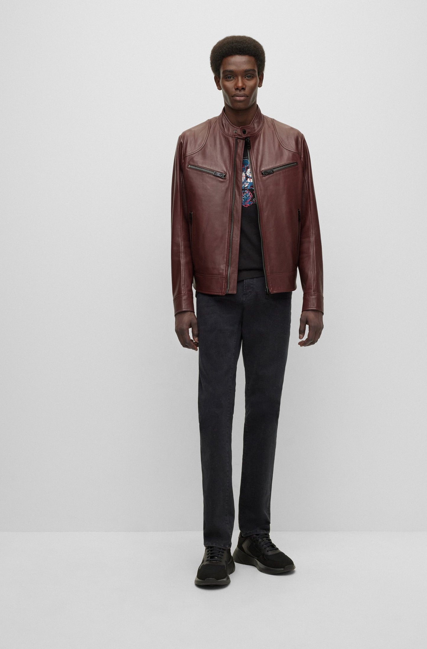BIKER - NAPPA-LEATHER JACKET - DARK RED