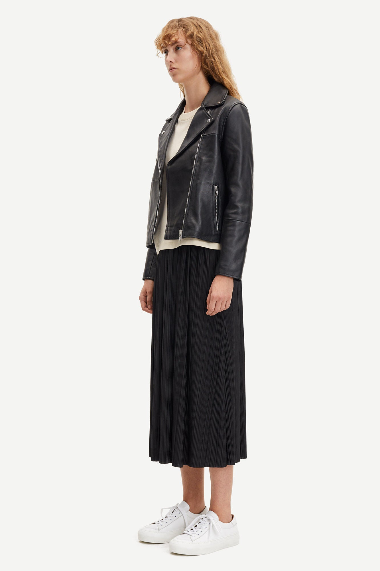 WOMEN BIKER LEATHER JACKET - BLACK