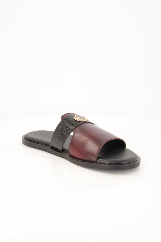 Regal Slide Premium Leather Sandals with Gold Emblem