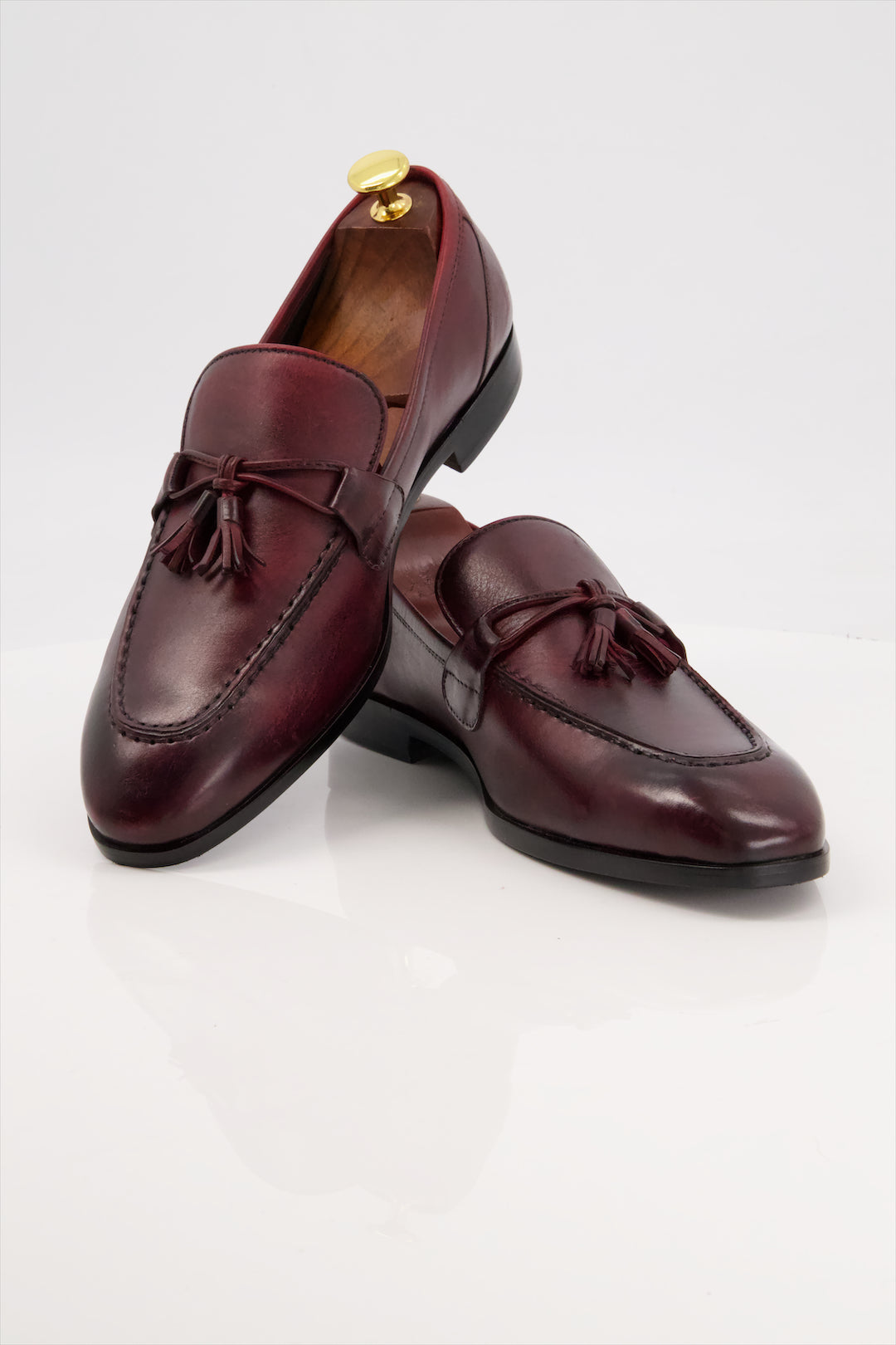 Heritage Tassel Loafers - Handcrafted Burgundy Leather Slip-On Shoes