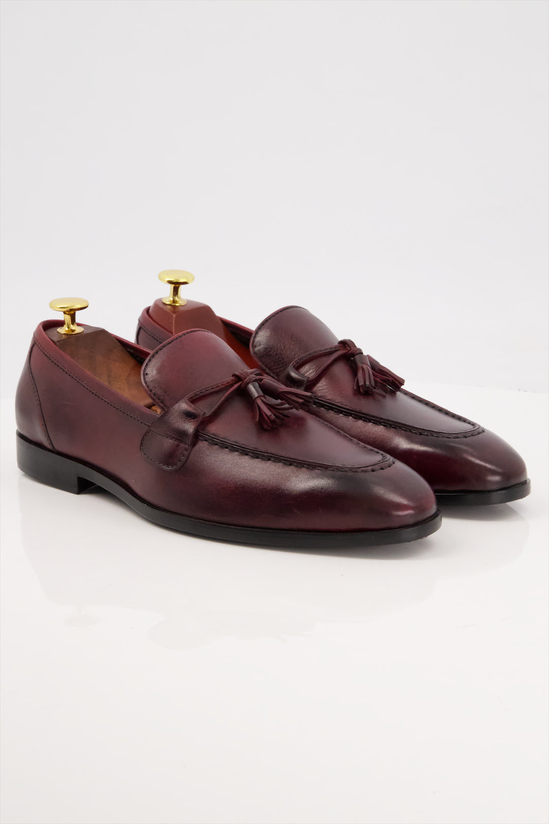 Heritage Tassel Loafers - Handcrafted Burgundy Leather Slip-On Shoes