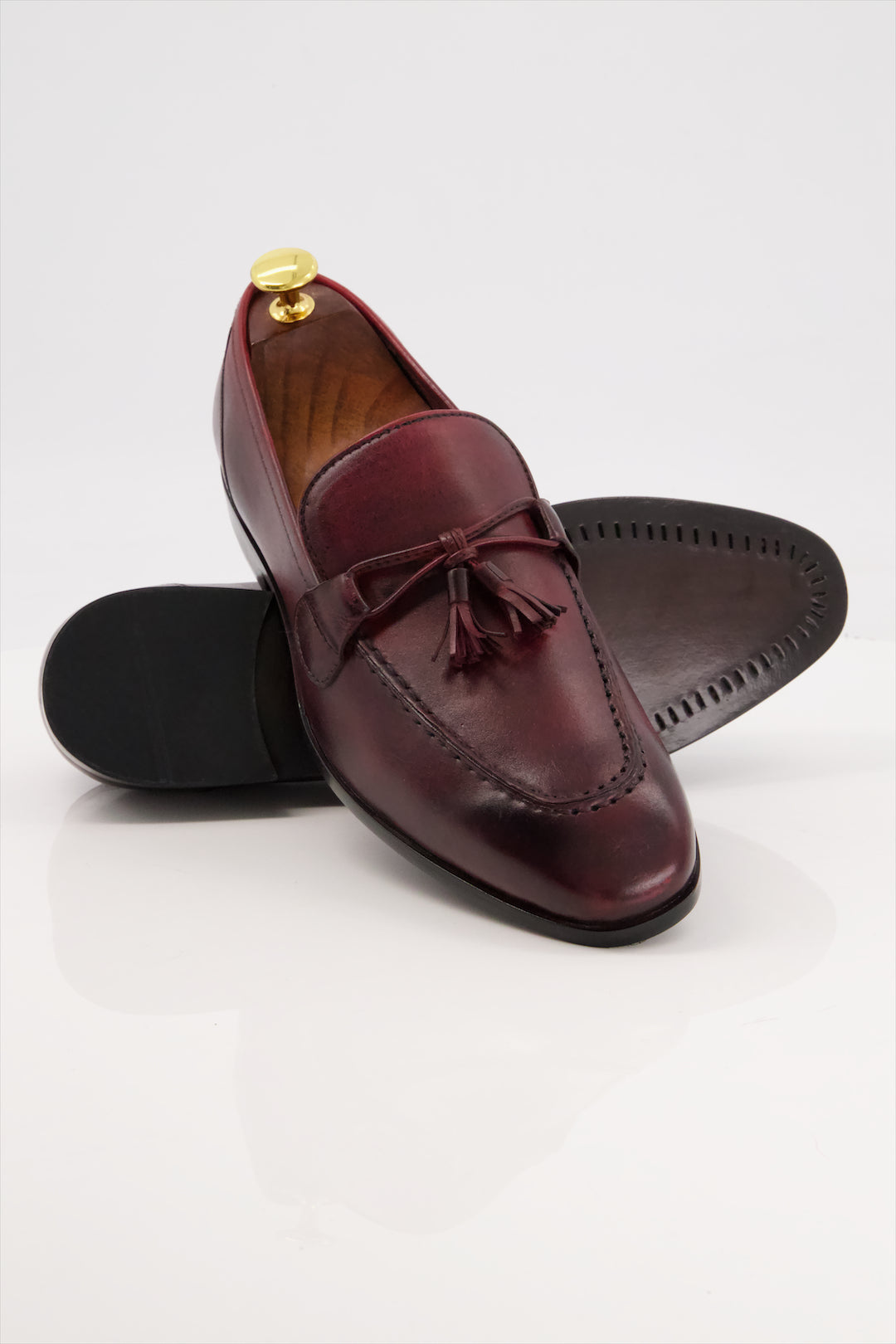 Heritage Tassel Loafers - Handcrafted Burgundy Leather Slip-On Shoes