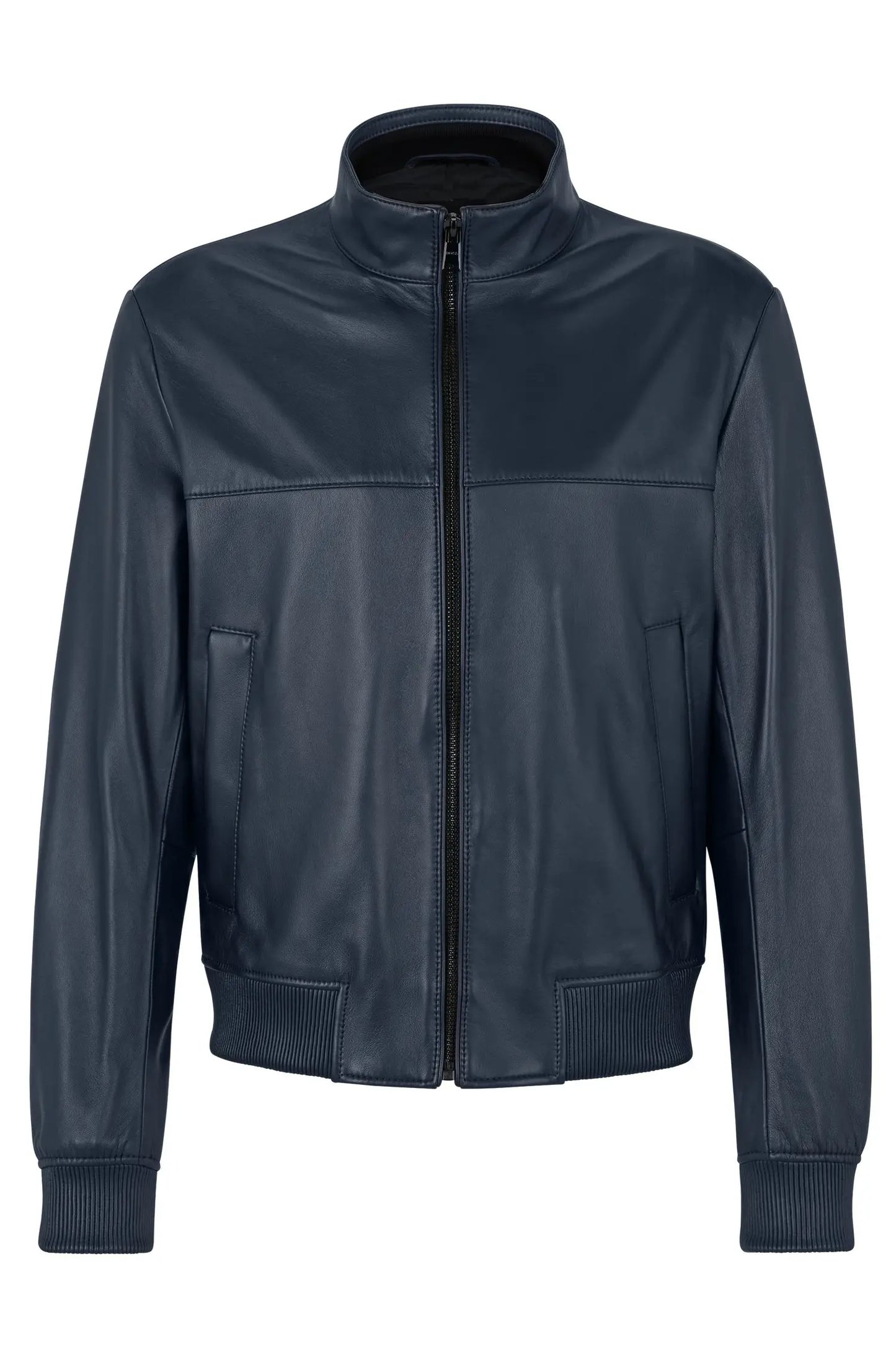 BOMBER JACKET IN NAPPA LEATHER - DARK BLUE