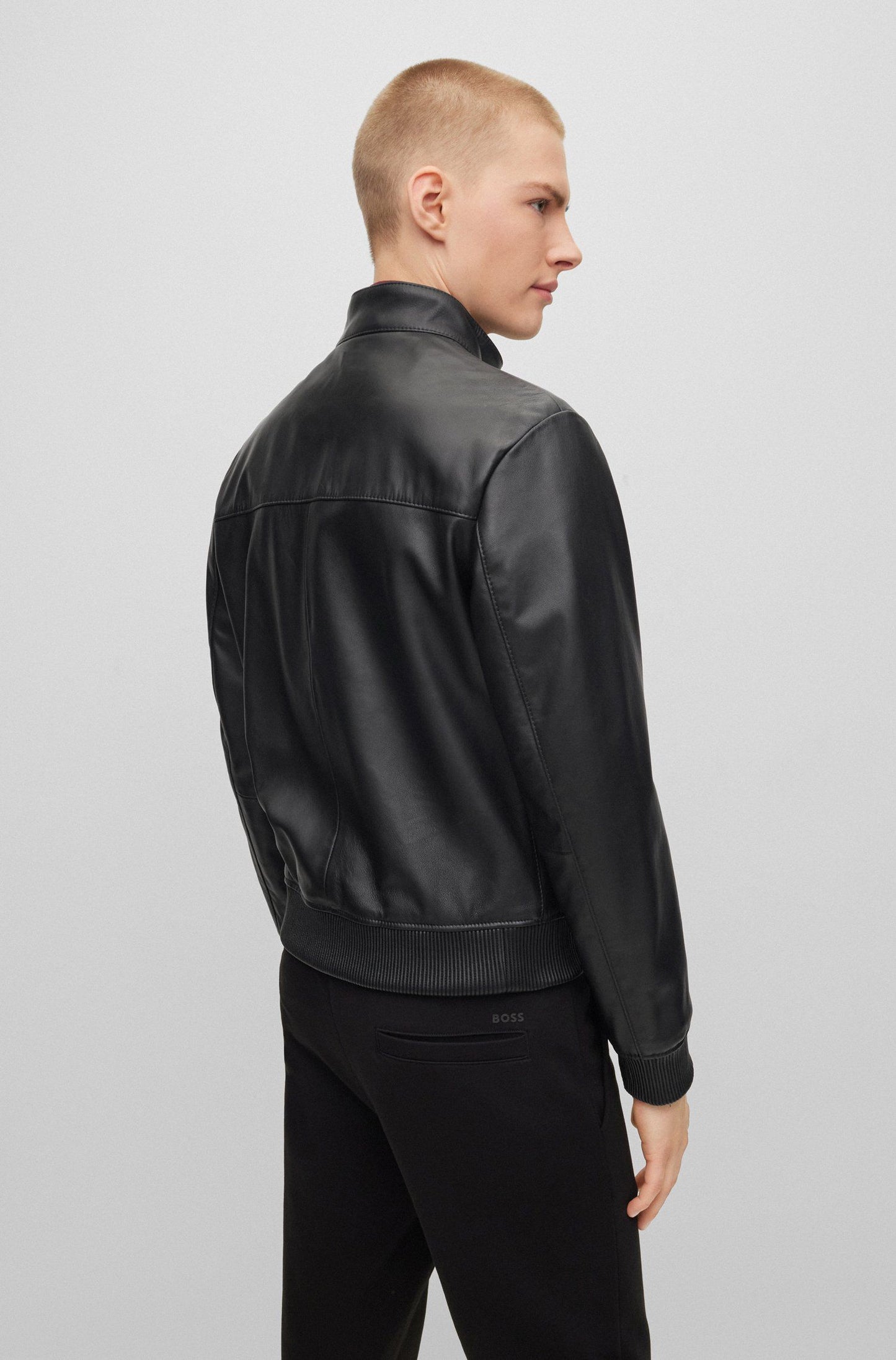 BOMBER JACKET IN NAPPA LEATHER - BLACK