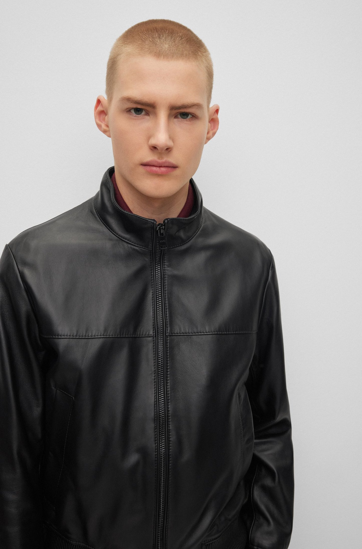 BOMBER JACKET IN NAPPA LEATHER - BLACK