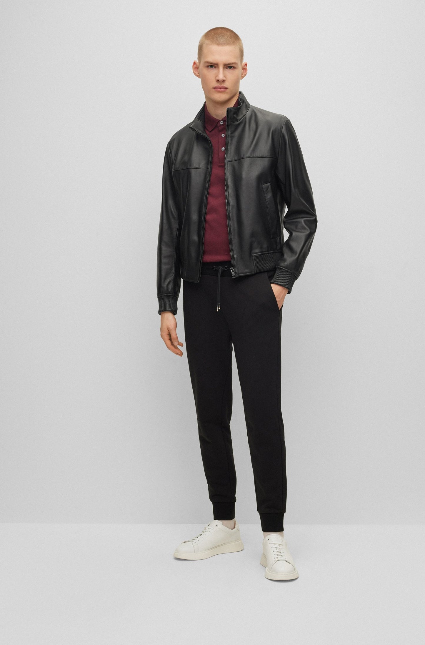 BOMBER JACKET IN NAPPA LEATHER - BLACK