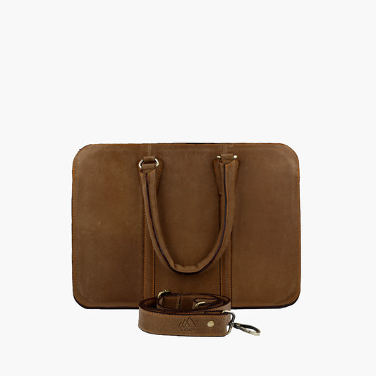 Handmade Canvas Leather Briefcase | Khaki