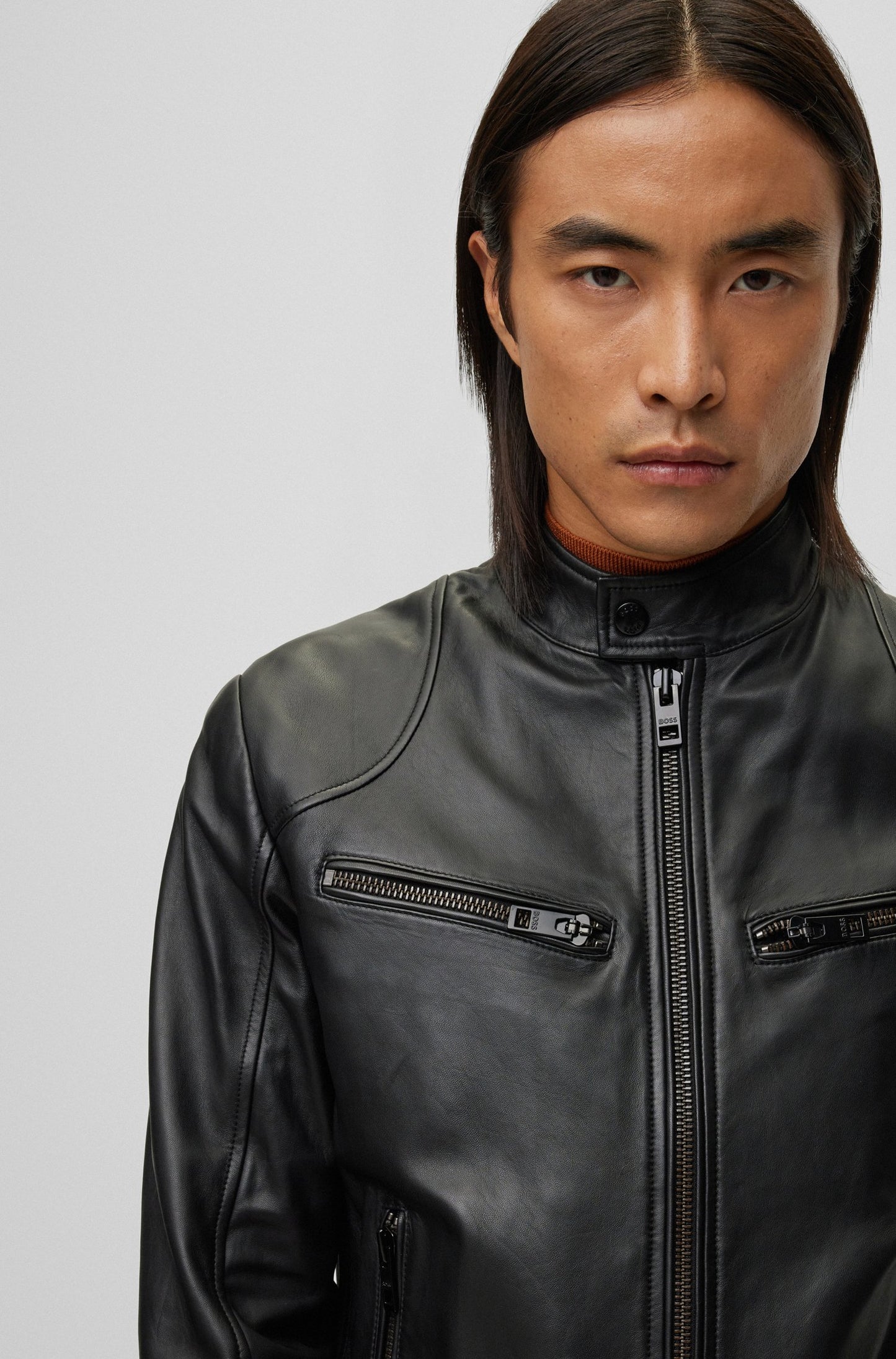 BIKER - NAPPA-LEATHER JACKET - BLACK