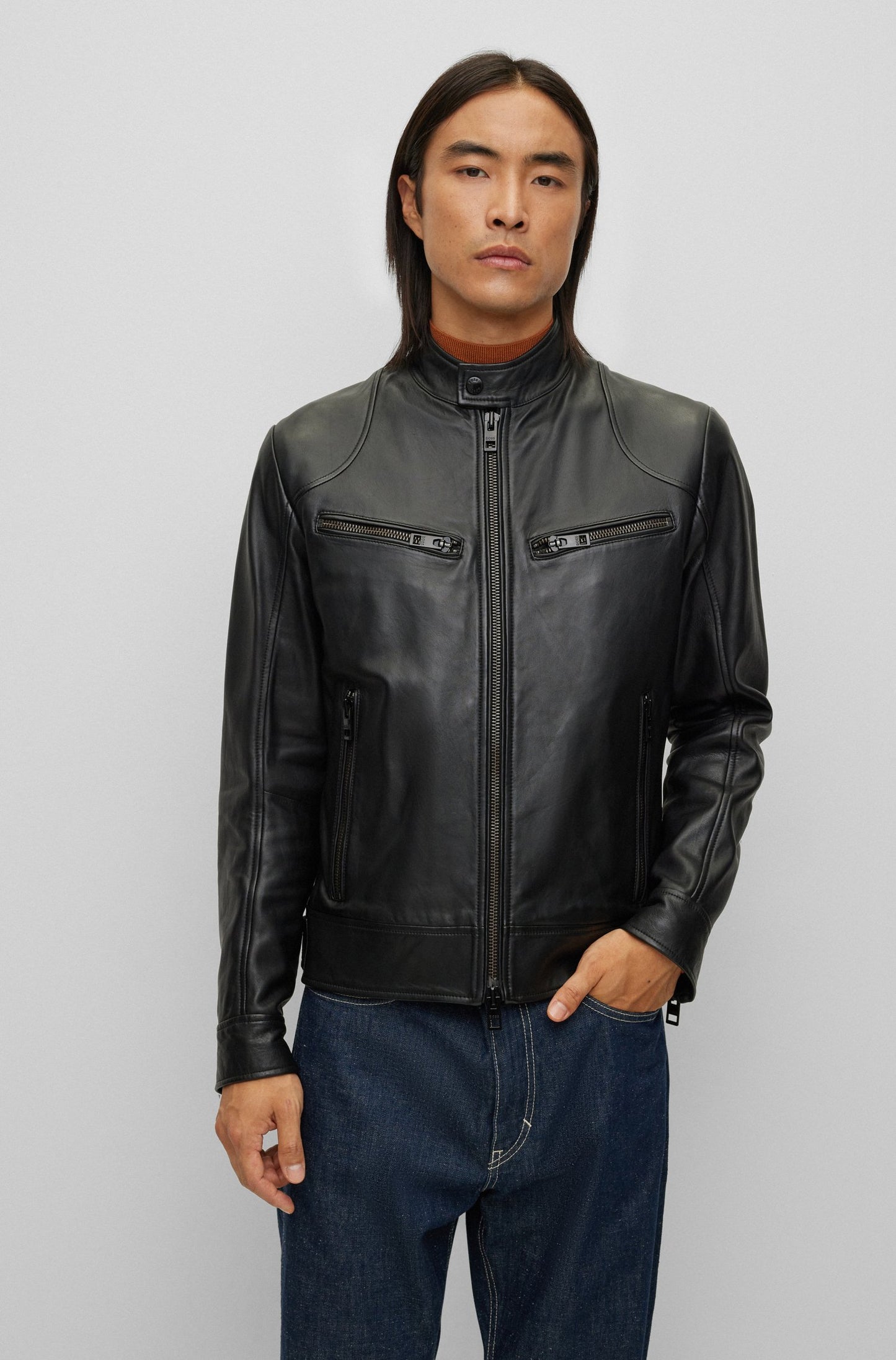 BIKER - NAPPA-LEATHER JACKET - BLACK