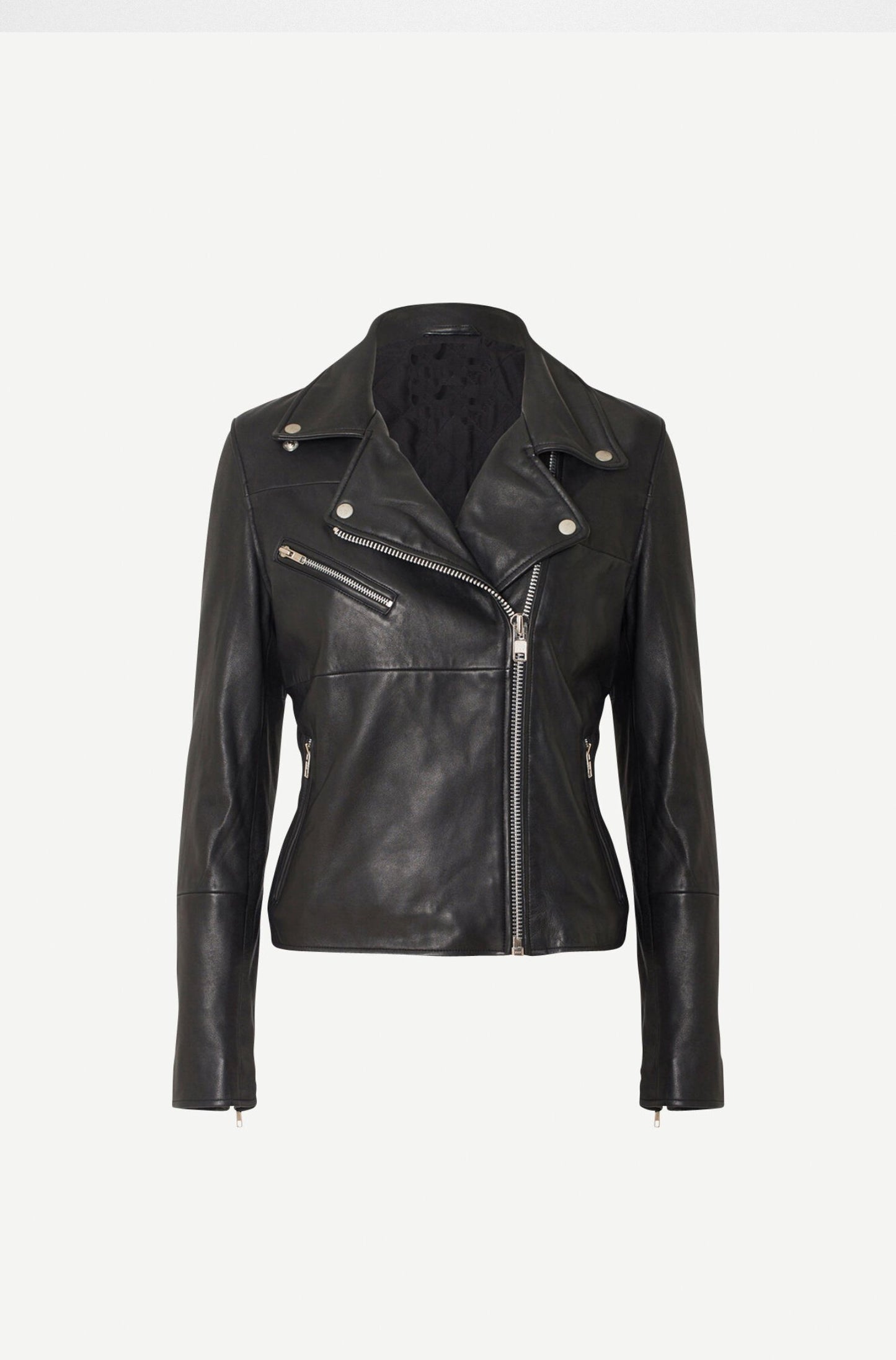 WOMEN BIKER LEATHER JACKET - BLACK