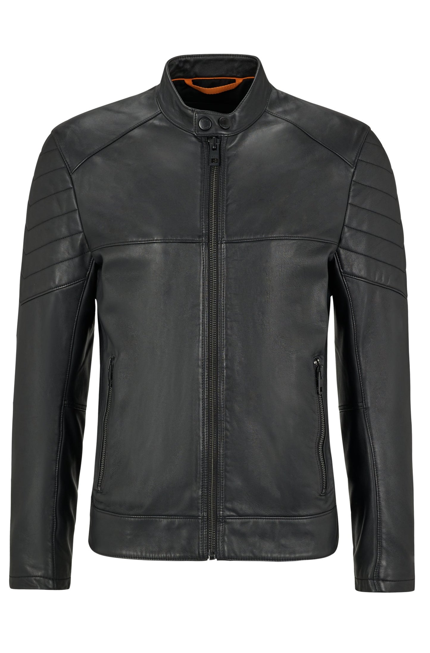 STRIPES - SLIM-FIT JACKET IN LAMB LEATHER - Black